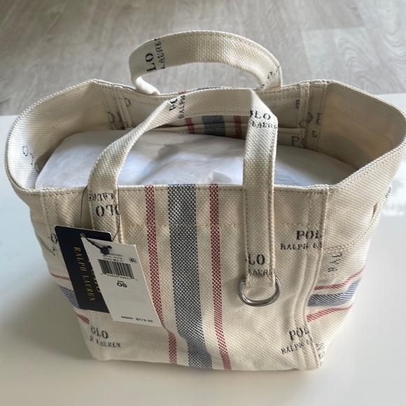 Polo Ralph Lauren Handbags - Polo by Ralph Lauren Cream Tote with Red and Blue Stripes